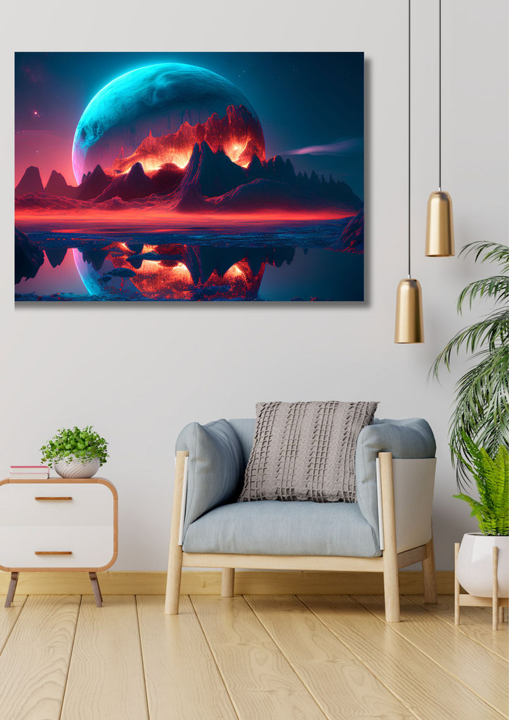 PLANET FIRE Abstract canvas wall art